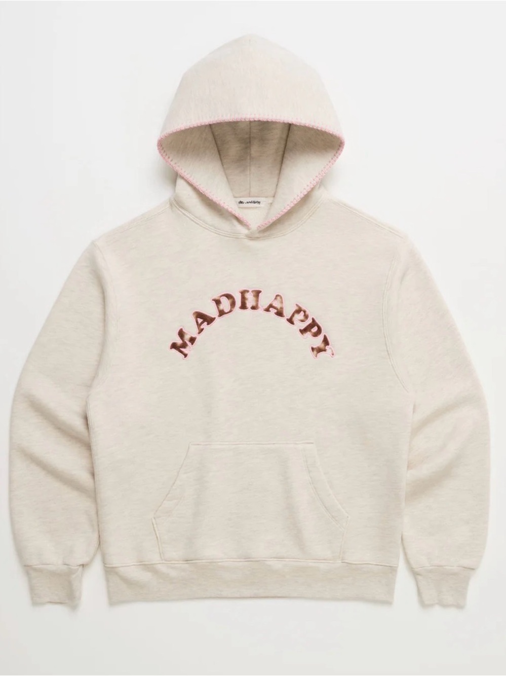 ISO!!! Cream Hooded Sweatshirt with Pink Accent and Embroidered Script